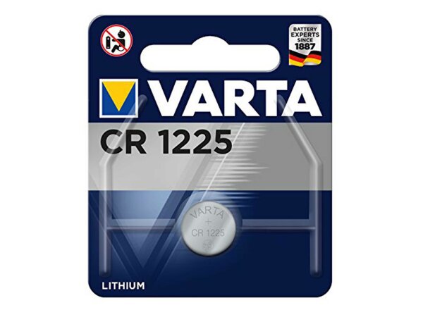 VARTA Batterie Knopfzelle, im Blister, f CR1225 (3 V, 48 mAh), Lithium Ø 12,5 mm, Höhe 2,5 mm, 1er Blister