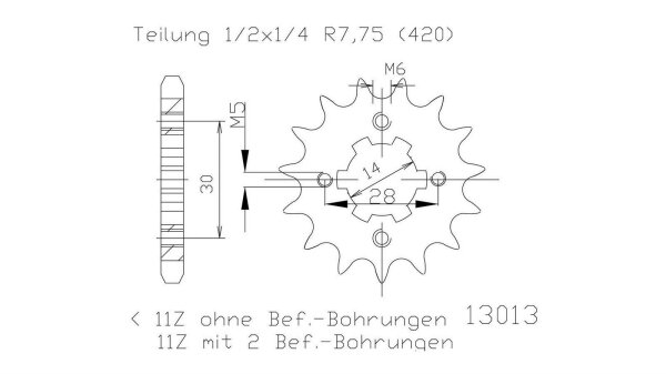 ESJOT Antriebsritzel "13013" 420, Stahl 11 Zähne