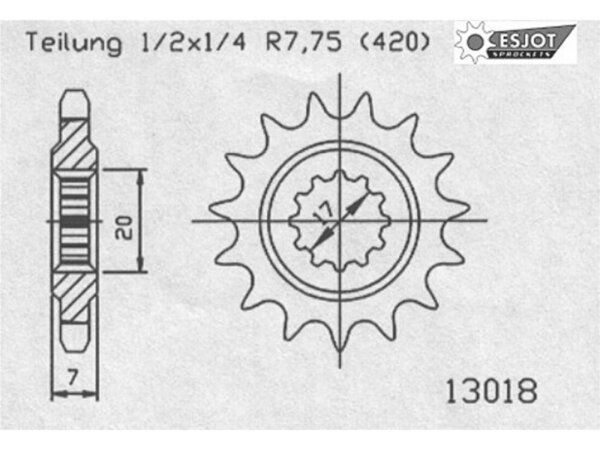 ESJOT Antriebsritzel "13018" 420, Stahl 13 Zähne