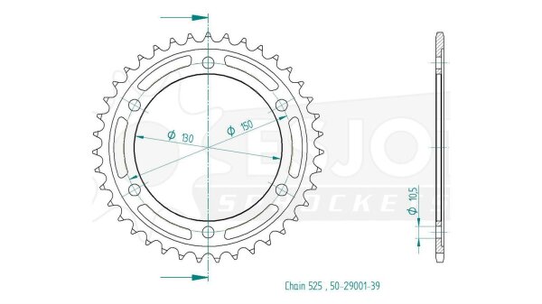 ESJOT Kettenrad "29001" 525, Stahl, schw 42 Zähne