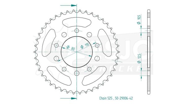 ESJOT Kettenrad "29006" 525, Stahl 36 Zähne