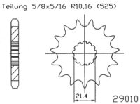 ESJOT Antriebsritzel "29010" 525, Stahl 16...