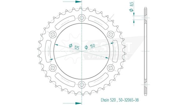 ESJOT Kettenrad "32065" 520, Stahl, schw 48 Zähne