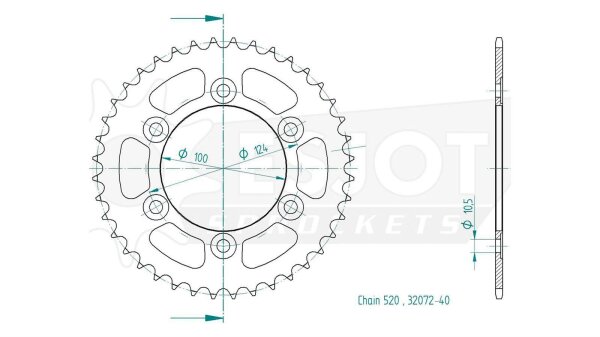 ESJOT Kettenrad "32072" 520, Stahl, schw 48 Zähne