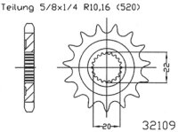 ESJOT Antriebsritzel "32109" 520, Stahl 13...