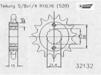 ESJOT Antriebsritzel "32132" 520, Stahl 15...