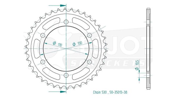 ESJOT Kettenrad "35013" 530, Stahl 47 Zähne