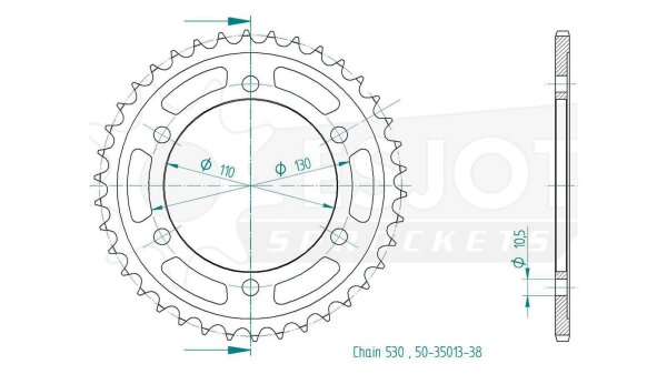 ESJOT Kettenrad "35013" 530, Stahl 48 Zähne