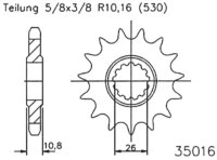 ESJOT Antriebsritzel "35016" 530, Stahl 16...