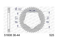 AFAM Kettenrad "51608" 525, Aluminium, a 38...