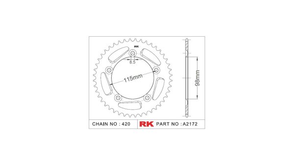 RK Kettenrad "A2172" 420, Aluminium elox 50 Zähne