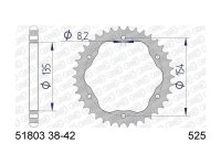 AFAM Kettenrad "51803" 525, Aluminium, schwarz...