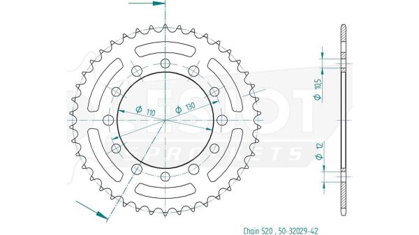 ESJOT Kettenrad "32029" 520, Stahl 41 Zähne, schwarz