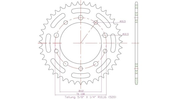 ESJOT Kettenrad "32206" 520, Stahl, schw 43 Zähne