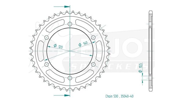 ESJOT Kettenrad "35040" 530, Stahl 48 Zähne