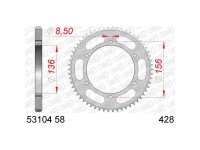 AFAM Kettenrad "53104" 428, Stahl, silbe 58...