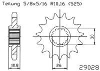 ESJOT Antriebsritzel "29028" 525, Stahl 16...