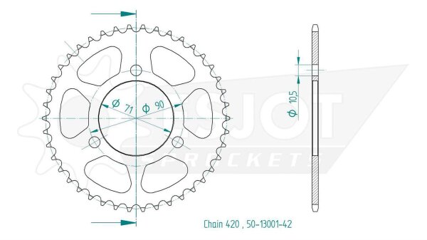 ESJOT Kettenrad "13001" 420, Stahl, schw 45 Zähne