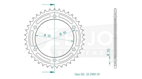 ESJOT Kettenrad "29001" 525, Stahl, schw 49 Zähne