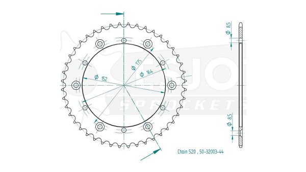 ESJOT Kettenrad "32003" 520, Stahl, schw 40 Zähne