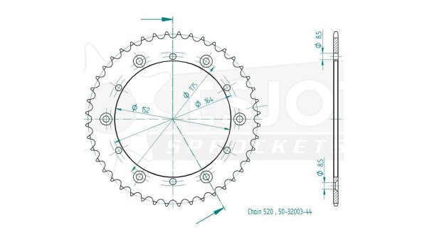 ESJOT Kettenrad "32003" 520, Stahl, schw 41 Zähne