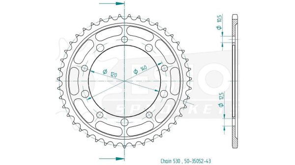 ESJOT Kettenrad "35052" 530, Stahl 41 Zähne