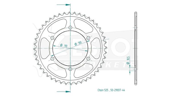 ESJOT Kettenrad "29037" 525, Stahl 43 Zähne