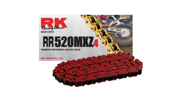 RK Kette "520MXZ4" 5/8 x 1/4, MX-Racing  118 Glieder, rot