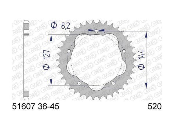 AFAM Kettenrad "51607" 520 Aluminium, an 40 Zähne