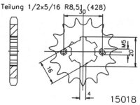 ESJOT Antriebsritzel "15018" 428, Stahl 14...