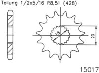 ESJOT Antriebsritzel "15017" 428, Stahl 14...