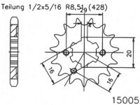 ESJOT Antriebsritzel "15005" 428, Stahl 15...