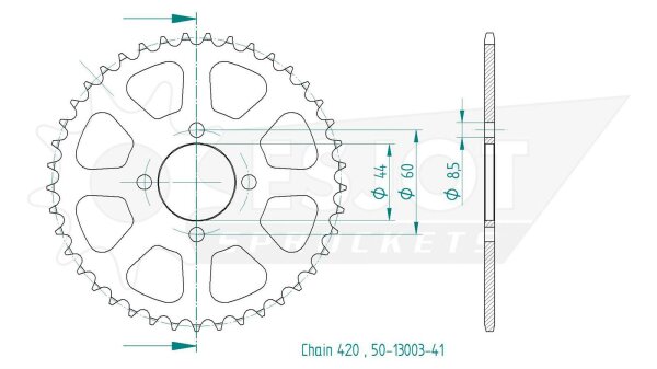 ESJOT Kettenrad "13003" 420, Stahl 48 Zähne