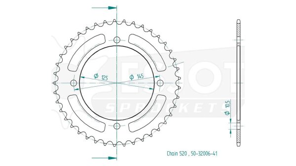 ESJOT Kettenrad "32006" 520, Stahl 40 Zähne