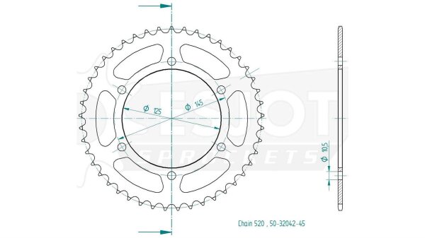 ESJOT Kettenrad "32042" 520, Stahl 48 Zähne, silber