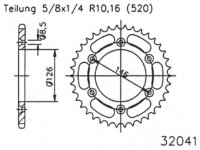 ESJOT Kettenrad "32041" 520, Stahl, schw 47...