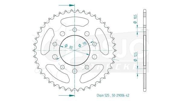 ESJOT Kettenrad "29006" 525, Stahl 45 Zähne