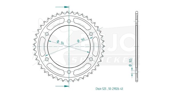 ESJOT Kettenrad "29026" 525, Stahl, schw 46 Zähne