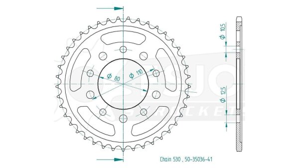 ESJOT Kettenrad "35036" 530, Stahl 46 Zähne