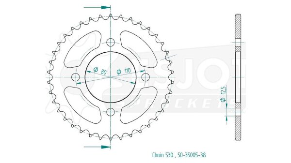 ESJOT Kettenrad "35005" 530, Stahl 48 Zähne