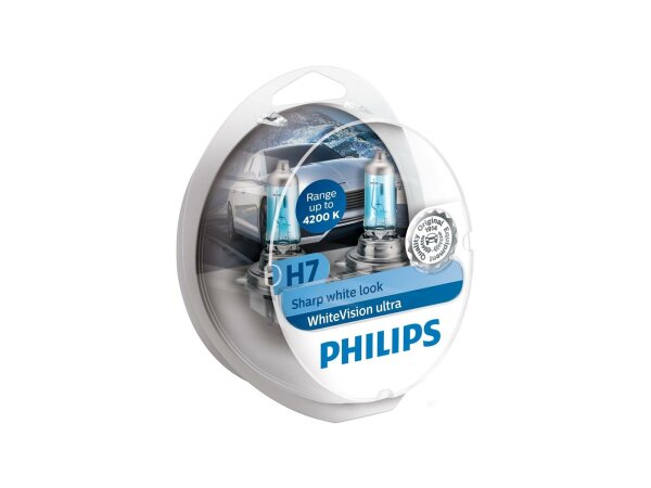 PHILIPS Hauptlampe "White Vision ultra"  Kit mit 2 + 2 (inkl. W5W-Signallampen)