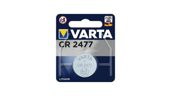 VARTA Batterie Knopfzelle, im Blister, f CR2477 (3 V, 850 mAh), Lithium Ø 24,5 mm, Höhe 7,7 mm, 1er Blister