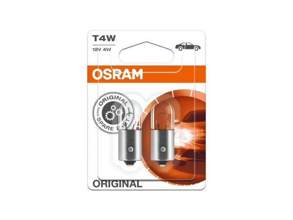 Kugellampe 12 V, 4 W BA9s, T4W OSRAM, 2 Stück im Blister