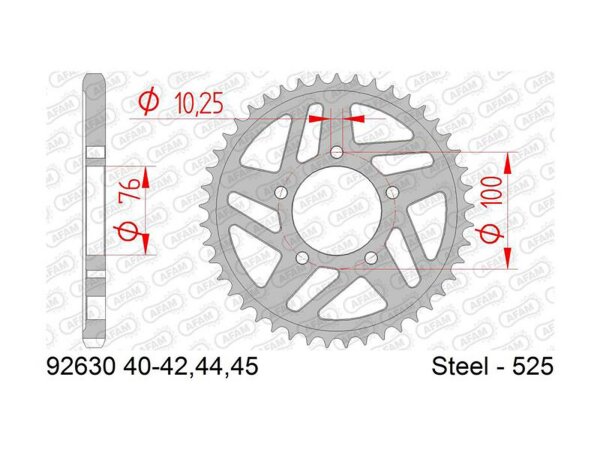 AFAM Kettenrad "92630" 525, Stahl, silbe 44 Zähne