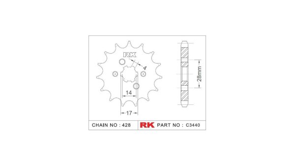 RK Antriebsritzel "3440" 428, Stahl 14 Zähne