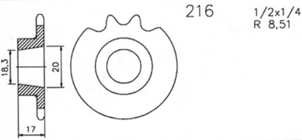 ESJOT Antriebsritzel "0216" 461, Stahl 14 Zähne