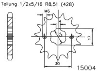 ESJOT Antriebsritzel "15004" 428, Stahl 15...