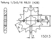 ESJOT Antriebsritzel "15013" 428, Stahl 14...