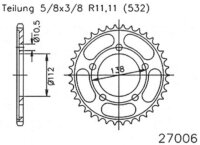 ESJOT Kettenrad "27006" 532, Stahl, schw 48...