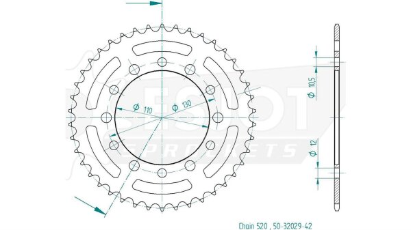 ESJOT Kettenrad "32029" 520, Stahl 40 Zähne, schw